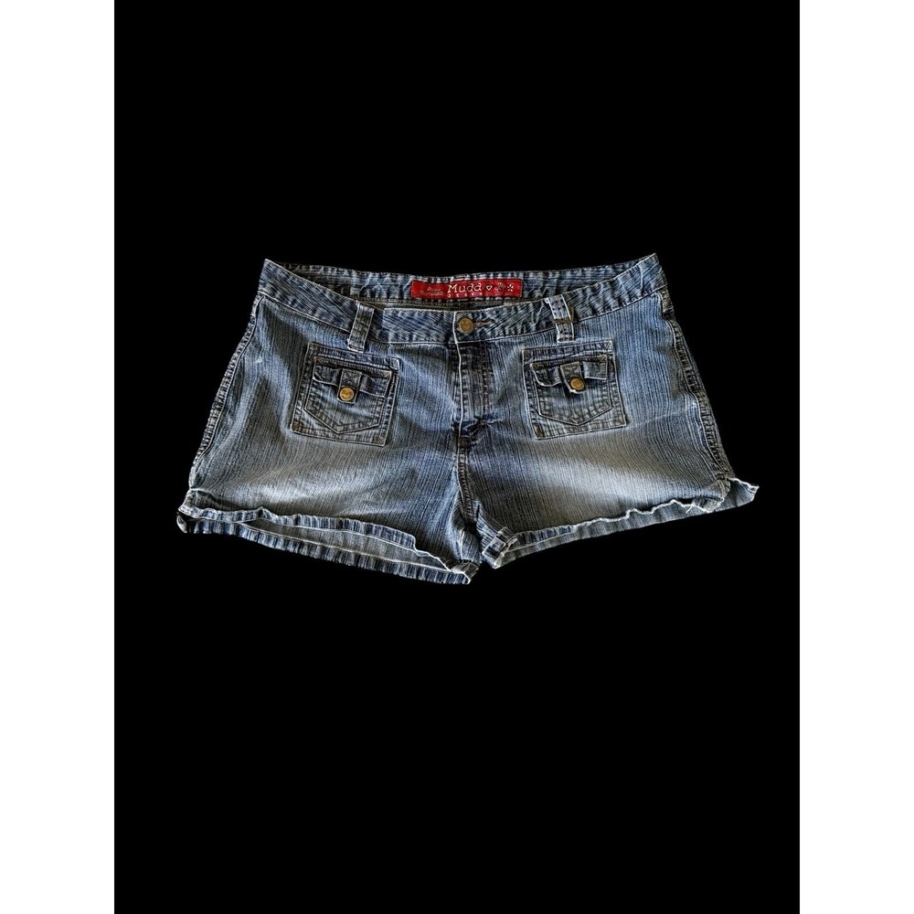 Y2K Mudd Denim Jean Shorts Women's Sz 17‎ Fits 32W Vintage Low Rise 90's